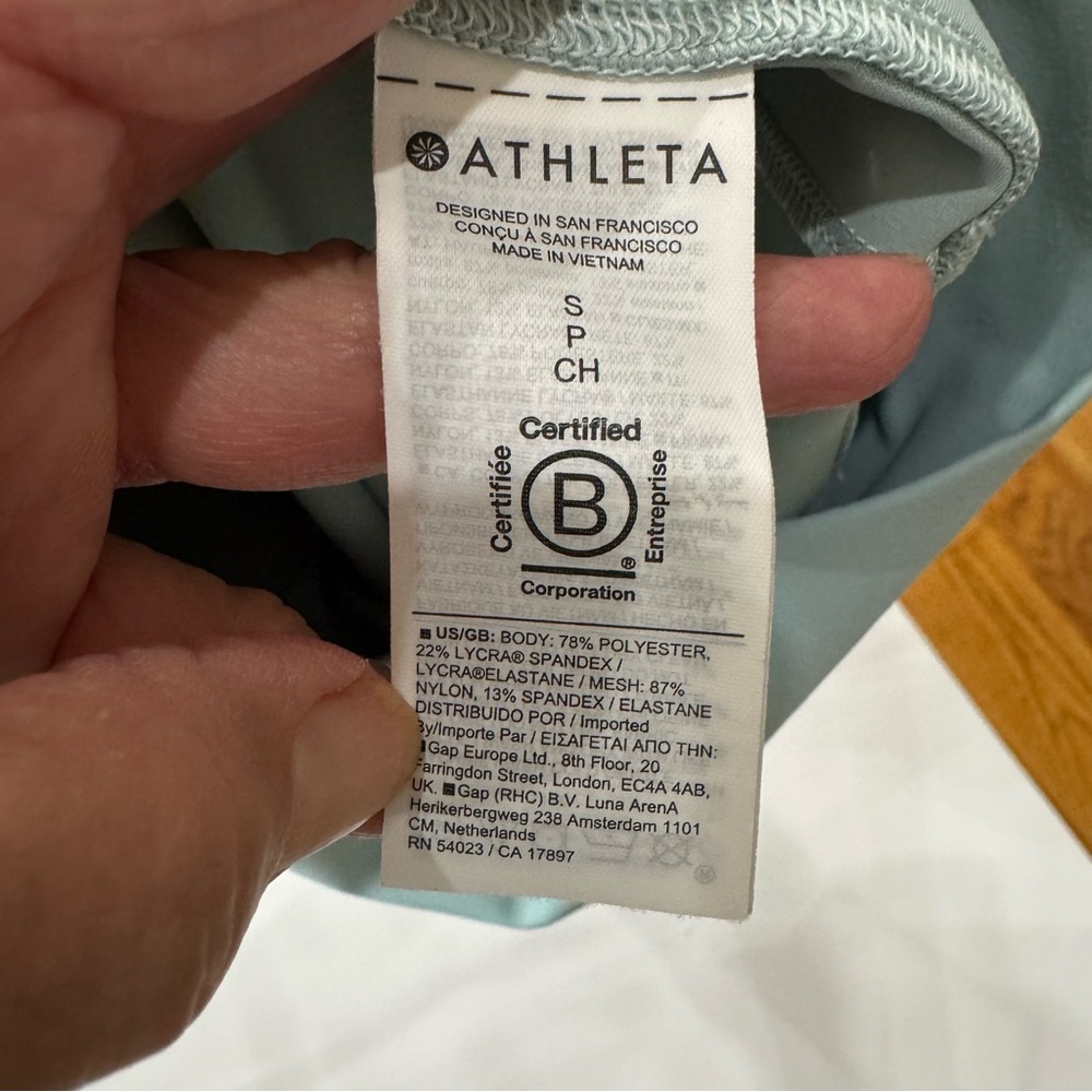 Athleta S SALUTATION STASH HIGH RISE MESH 7/8 TIGHT Small Dawn Blue Exc. Cond. - Picture 10 of 10